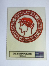 OLYMPIAKOS GREECE  BADGE ACETATE CARD PANINI FOOTBALL SUPERSTARS 1984 EXCELLENT