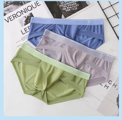 3Pack Men's Ice Silk Mesh Fabric Breathable Quick-drying Solid Color Underwear - Image 1 of 4
