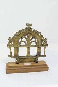 Antique Brass Religious Statue Arch Shrine On Wooden Stand Collectible NH6384 - Picture 1 of 12