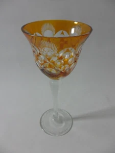 Bleikristall Römer Weinglas Winehock Sammlerstück Bernstein 19,8 cm Vintage - Picture 1 of 5