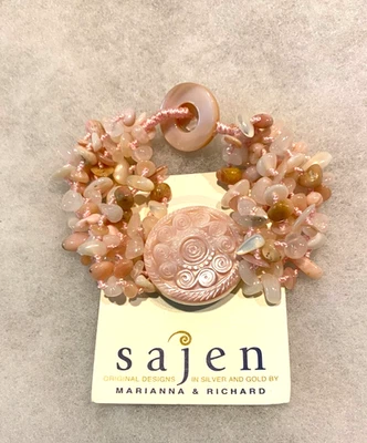 Sajen Pink Shell,  Pink Opal and Rose Quartz 6-Strand Bracelet - 8 Inches Long - Image 1 of 4
