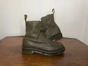 Dr. Martens Pascal 1460 Women's Ankle Combat Boots Size 8 Green Olive Leather - Picture 1 of 20