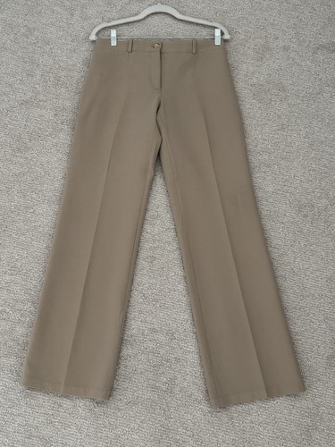 Celine pantaloni eleganti pantaloni gamba dritta beige marrone taglia 42 US 10 misto lana
