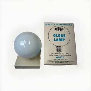 Vintage ILCO Cat No. 60 Watt 4in Globe Lamp Bulb Medium Base White NOS - Picture 1 of 4
