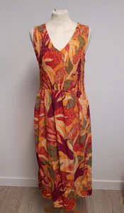 FAT FACE- Women's Size 12 Multicoloured Floral Maxi Dress With A Ruched Bodice - Picture 1 of 10