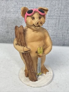 Vintage Pig Figure Standing Snowboard Theme Giocolino Euro souvenir 5” Italy - Picture 1 of 9