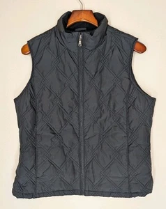 Eddie Bauer Women Premium Goose Down Full Zip Puffer Vest Black Size Large - Picture 1 of 8