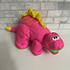 Vtg Fisher Price DINO-ROAR Brontosaurus Pink Nylon Puff Dinosaur WORKS SEE VIDEO - Picture 1 of 7