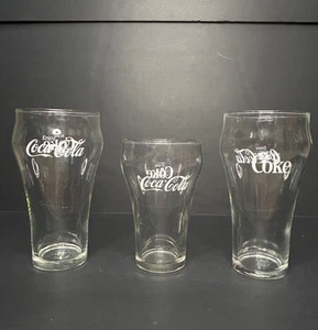 3 Vintage LIBBEY Coca Cola Fountain Style 16 oz. Clear Drinking Glass White Logo - Picture 1 of 4