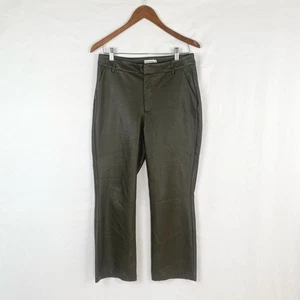 Pantaloni AVEC LES FILLES Vegan in pelle Kick Flare Crop verdi taglia media - Foto 1 di 5