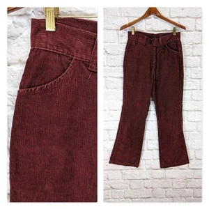 Vintage Cordhose dunkelrot weinrot Größe Small Medium Damen Taille 28 Zoll - Bild 1 von 8