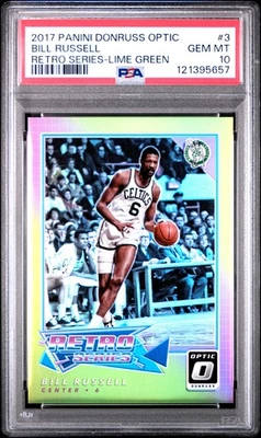 2017 PANINI DONRUSS OPTIC RETRO SER LIME GREEN #3 BILL RUSSELL 77/175 PSA 10 - Image 1 of 2