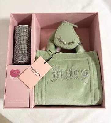 Juicy Couture Big Spender 3 PC Set-Sage Green Tote/Heart Coin Purse/Rhinestones  - Image 1 of 4