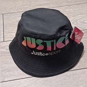 Justice Sport Girl's Black With Green & Pink Accent Bucket Hat. Size S/M & L/XL. - Picture 1 of 3