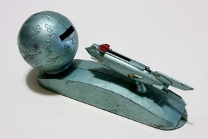 Space Age SHOOT THE MOON Strato Mechanical Rocket Coin Bank No Door Vintage - Picture 1 of 7