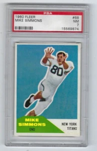 1960 Fleer football card #68 Mike Simmons New York Titans graded PSA 7 - Picture 1 of 2
