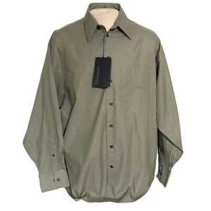 Camisa Kenneth Cole New York Abotonada Caqui Verde Para Hombre Talla XL 17-17.5 NUEVA CON ETIQUETAS NUEVA - Imagen 1 de 9