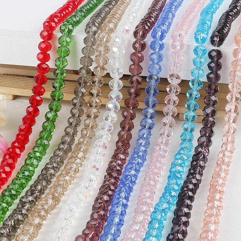4mm 6mm 8mm Rondelle Faceted Crystal Glass Loose Beads lot for Jewelry Making - Image 1 of 1