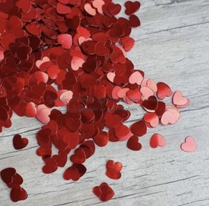 Red Heart Table Confetti Wedding Valentine Day Engagement Party Decor Sprinkles - Picture 1 of 6