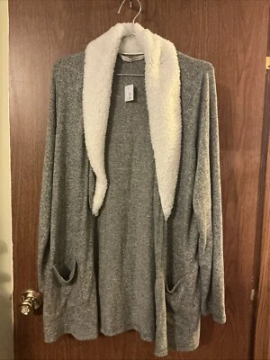 SOFT SURROUNDINGS Robe Jacket PLUSH SHERPA  Sz. Large Heather Grey NWT A3 - Image 1 of 4