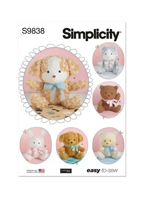 SIMPLICITY 9838 PLUSH ANIMALS & BLANKET Sewing Pattern Skill: EASY - Image 1 of 4