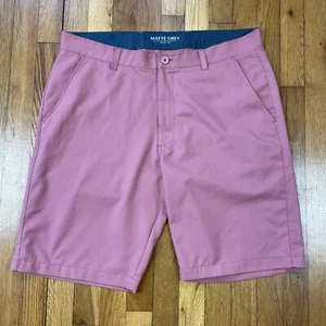 Matt Grau Golf Chino Shorts Herren 36 Sport Performance Polyester Lachs Pink - Bild 1 von 9