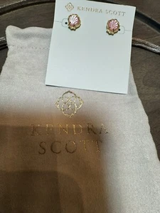 Authentic Kendra Scott Brynne Shell Gold Stud Earrings - Picture 1 of 5
