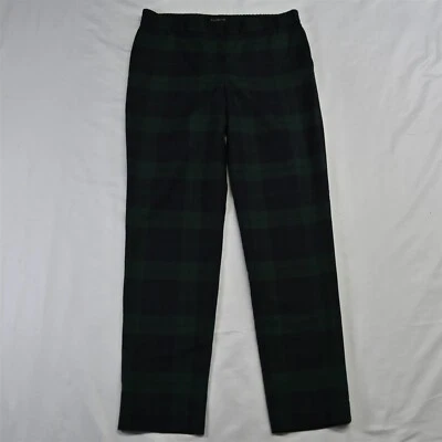 Talbots 2 Navy Blue Green Tartan Plaid Stretch Wool Flannel Womens Dress Pants - Image 1 of 4