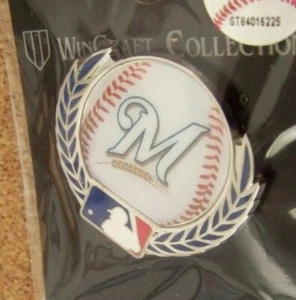 Milwaukee Brewers baseball w/ laurels lapel pin MLB ball - Picture 1 of 7