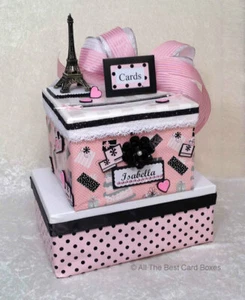 #Paris Party Card Box,Sweet 16,#Quinceanera,pink,handmade decoration,centerpiece - Picture 1 of 6