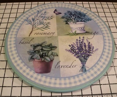 Lazy Susan Cottagecore Blue Gingham Herbs Lavender - Image 1 of 4