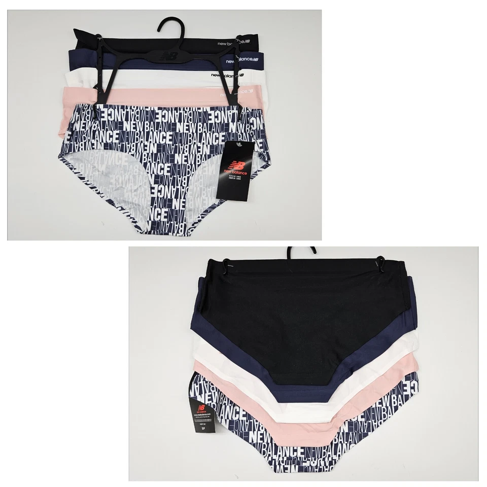 NEW BALANCE 5 Pack Women's S M L XL Soft Logo Panties Black Navy White Beige - Image 1 of 4