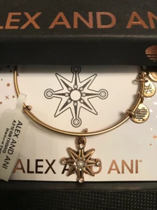 Alex and Ani Starburst Russian Gold Bangle New W/ Tag Card & Box - Picture 1 of 6
