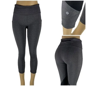 Lululemon Womens 6 Pace Rival Crop 23” Leggings Stretch Gray Black lw6avls EUC - Picture 1 of 10
