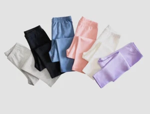 Plain Color Baby Kids Children’s Classic Pants Girls Elastic Tight Leggings - Picture 1 of 19