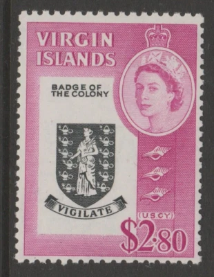 Virgin Is COMO NUEVO sg192 EII 1964 negro y púrpura brillante $2,80 MNH Foto 1 de 2