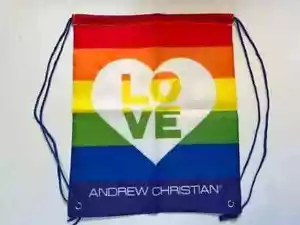 Andrew Christian - PRIDE Heart Drawstring Back Pack - Black/Pride Color (575) - Picture 1 of 4