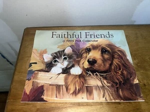 1995 Faithful Friends Paralyzed Veterans of America Calendar Retro Puppies Kitty - Picture 1 of 20