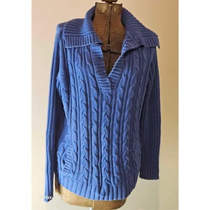 Liz & co Women's Sweater Long Sleeve Cable Knit XL Pocket Chunky - Picture 1 of 11