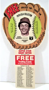 De colección 1977 Cesar Geronomo Pepsi MLB guante disco tarjeta rojos Cincinnati stock antiguo - Imagen 1 de 3