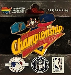 NEW: 1997 LEAGUE CHAMPIONSHIP SERIES PIN FLORIDA MARLINS VS ATLANTA BRAVES CAPS - Picture 1 of 6