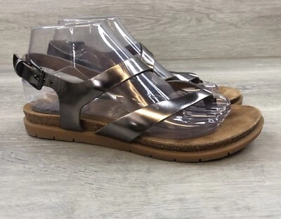 Sofft Women's Sandal Silver Leather Gladiator 7.5 Ankle Strap Comfort Casual - Image 1 of 4