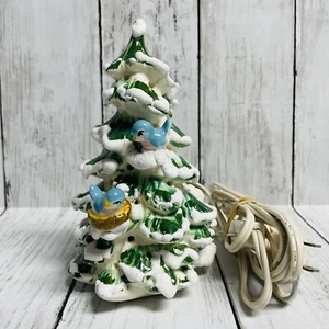 *RARE Walter Brockmann Bluebird Snowy Tree" Ceramic lighted * excellent -6.5” - Picture 1 of 16