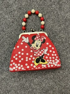 Disney Minnie Mouse Girls Red Purse Beaded Handle White Polka Dots - Picture 1 of 4