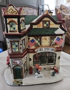 Lemax Enchanted Forest Saturday Evening Post Norman Rockwell Lit FIRE STATION - Picture 1 of 13