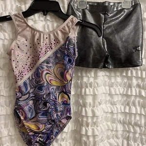 Gymnastic Leotard & Danskin Shorts CM 8-10 - Picture 1 of 8