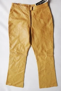 Leather Mustard yellow flare 8 NEW vakko Neiman marcus element women soft lamb - Picture 1 of 7