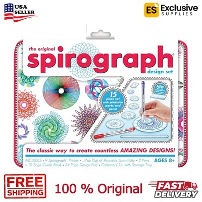 Spirograph Design Tin Set Original Super Deluxe Toy Kids Art Case Travel BEST - Image 1 of 4