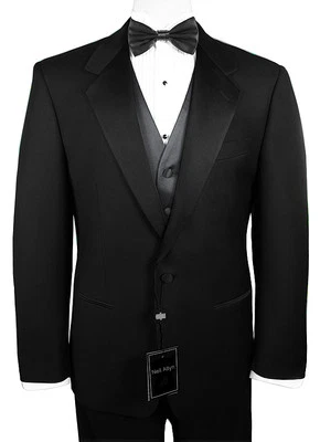 Sizes 35-64 Long. 6-Piece Tuxedo Package with Flat Front Pants & Charcoal Vest - Image 1 of 4