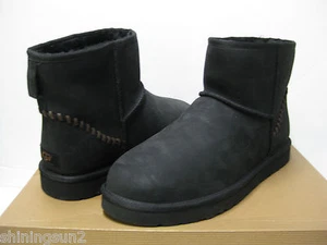 UGG CLASSIC MINI DECO MEN BOOTS LEATHER BLACK US 9 /UK 8 /EU 42 /JP 27 - Picture 1 of 8